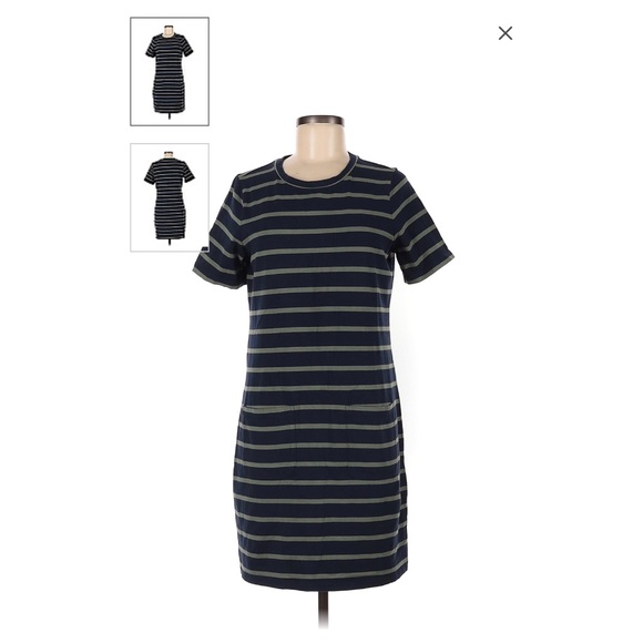 Banana Republic Dresses & Skirts - Banana Republic Navy and Olive Striped Short Sleeve Shift Dress